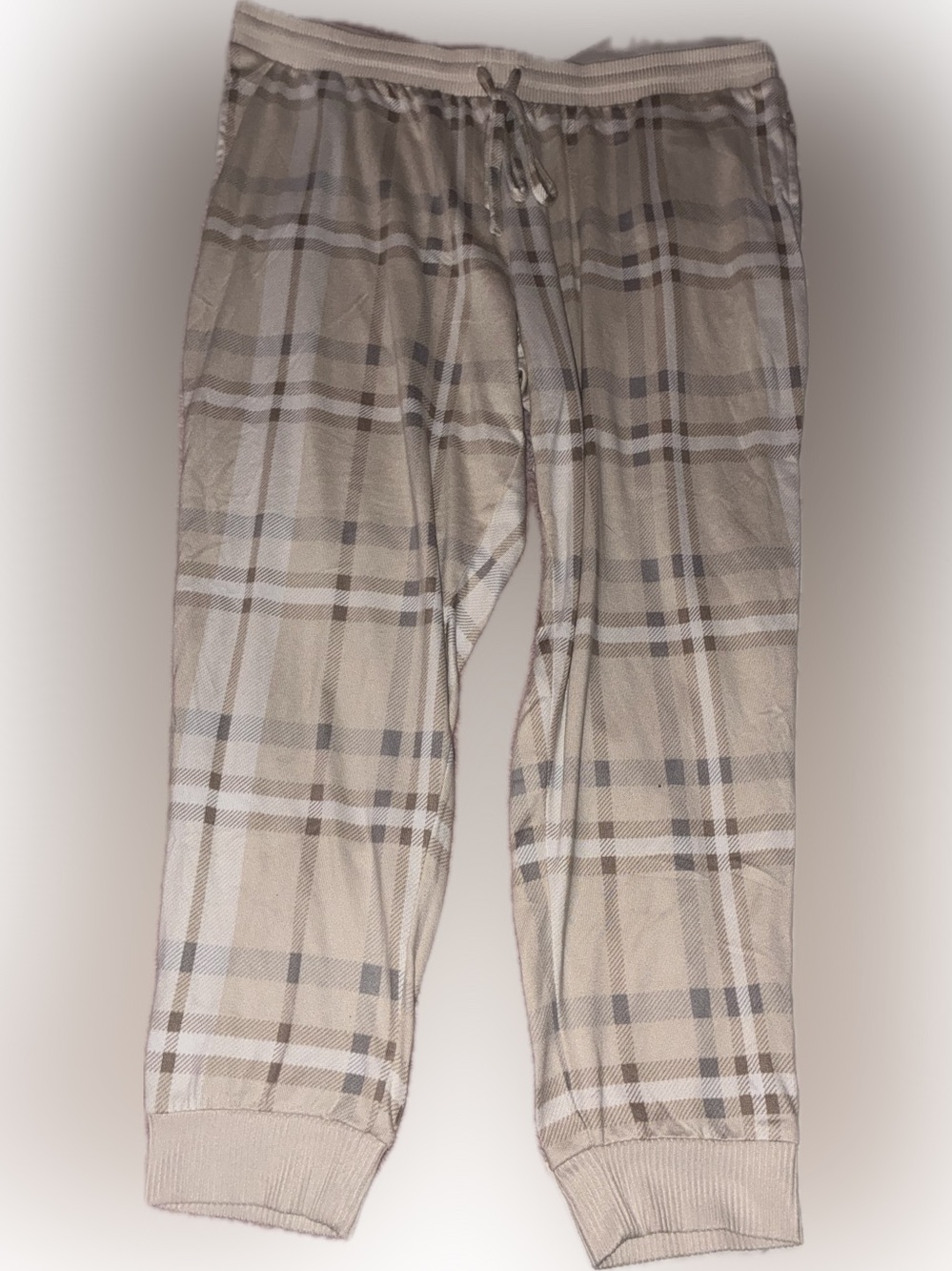Cozy Plaid Beige Lounge Pajama Pants